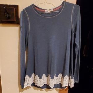 Rewind Laced Edged long sleeve top. L